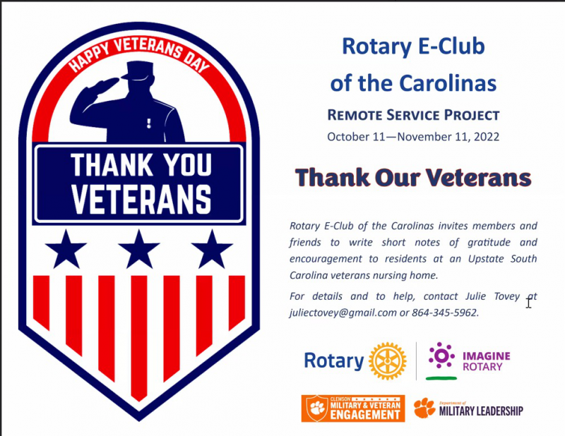 Nov. 2022 - 3rd Annual Veterans Day Remote Service Project.
